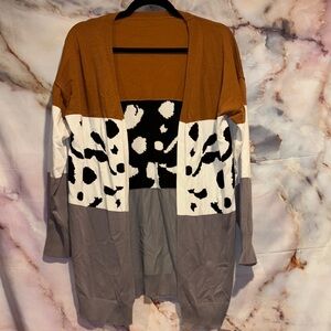 ✨ Colorblock Leopard Cardigan